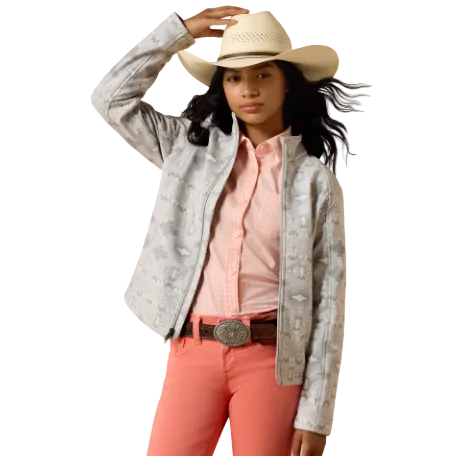 Ariat Girl's Logo Softshell Long Sleeve Jacket- Neutral Southwest - Irvine Tack & Western Wear