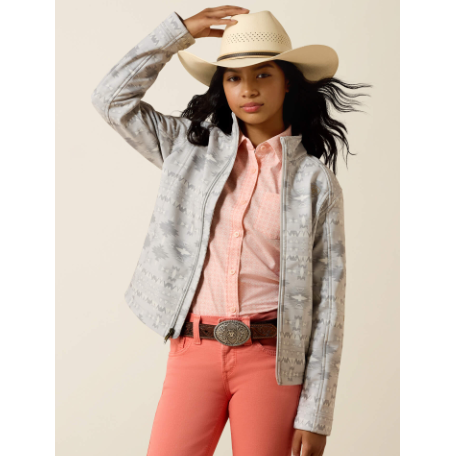 Ariat Girl's Logo Softshell Long Sleeve Jacket- Neutral Southwest - Irvine Tack & Western Wear