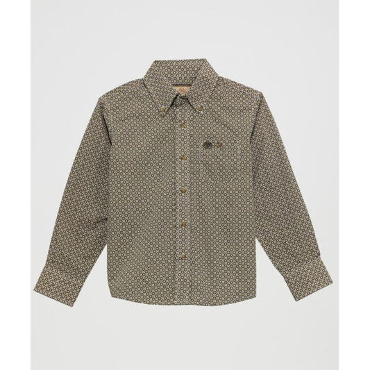 Wrangler Boy's Classic Long Sleeve  Shirt- Brown
