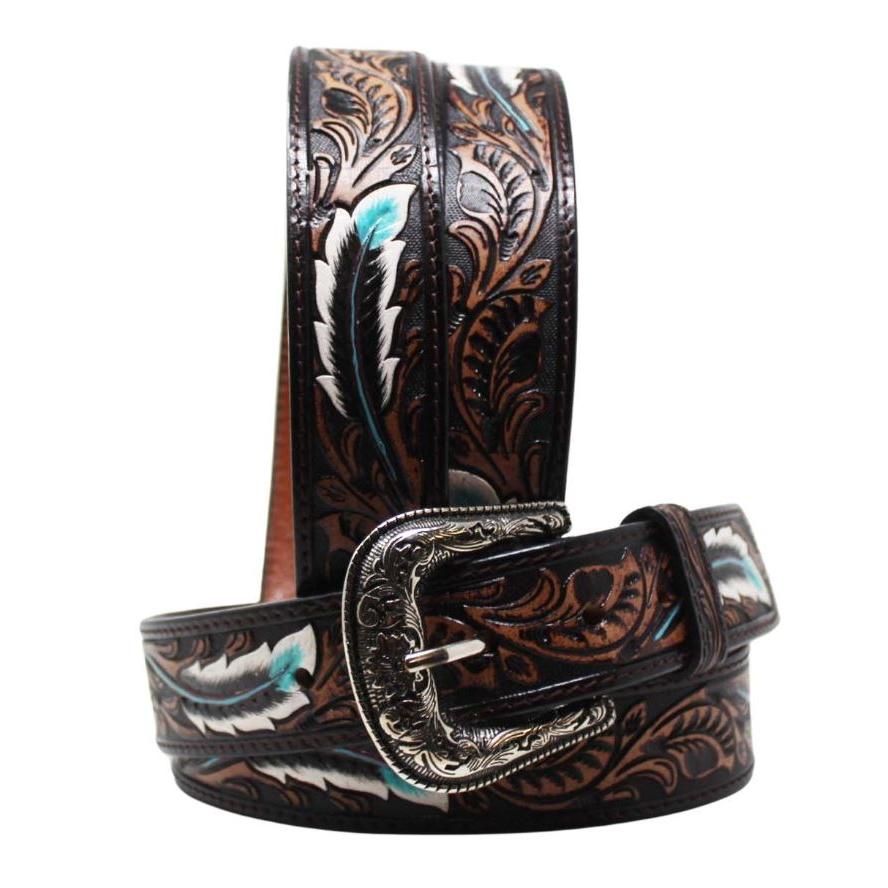 Western Men's 1 1/2" Tooled Belt