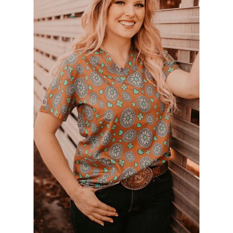 Spurrin' Scrubs Stone Scrub Top- Turquoise