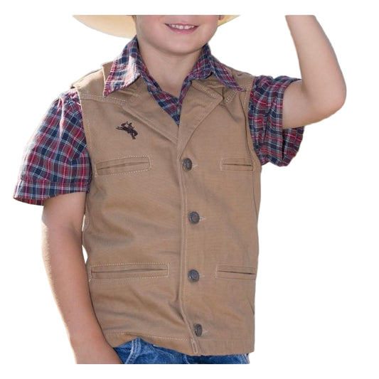 Wyoming Traders Youth Bronco Canvas Vest - Tan