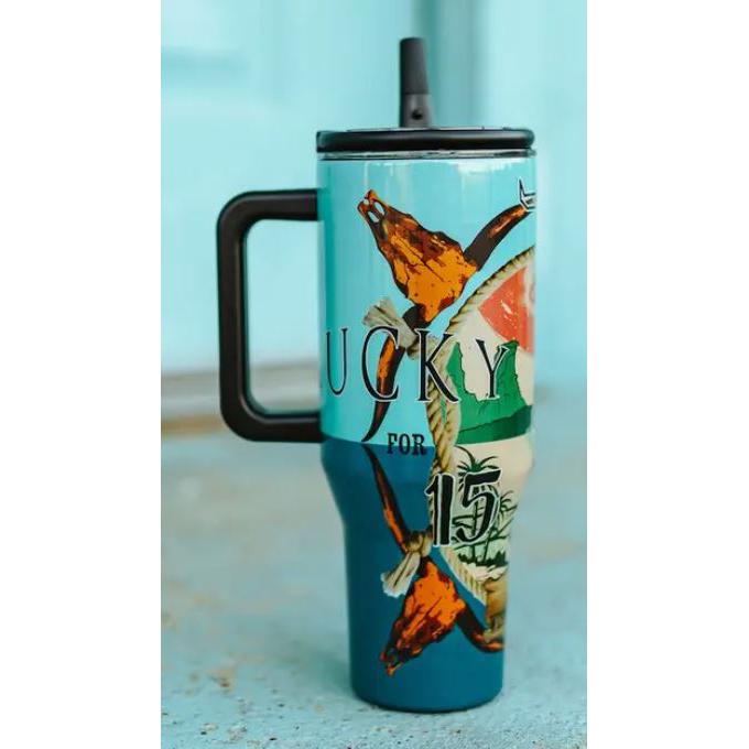 Tumblers with Handle  and Flip Straw- Lucky Jade