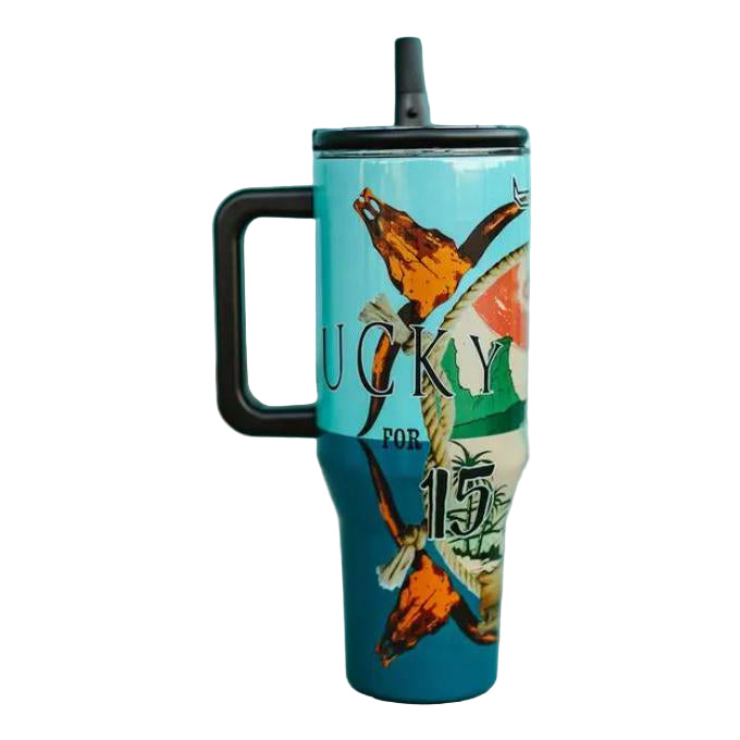 Tumblers with Handle  and Flip Straw- Lucky Jade