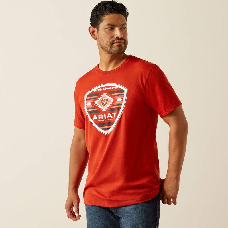 Ariat Men's Short Sleeve Geo Fill Tee Shirt- Red Ochre