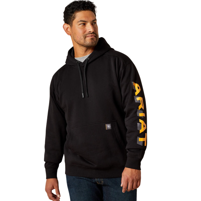 Ariat Men's Rebar Lightweight Logo Hoodie - Black
