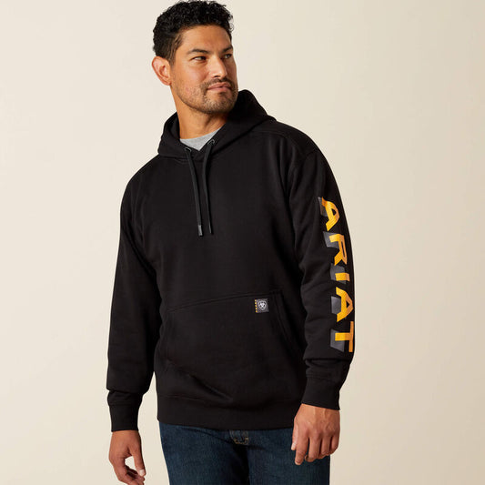 Ariat Men's Rebar Lightweight Logo Hoodie- Black