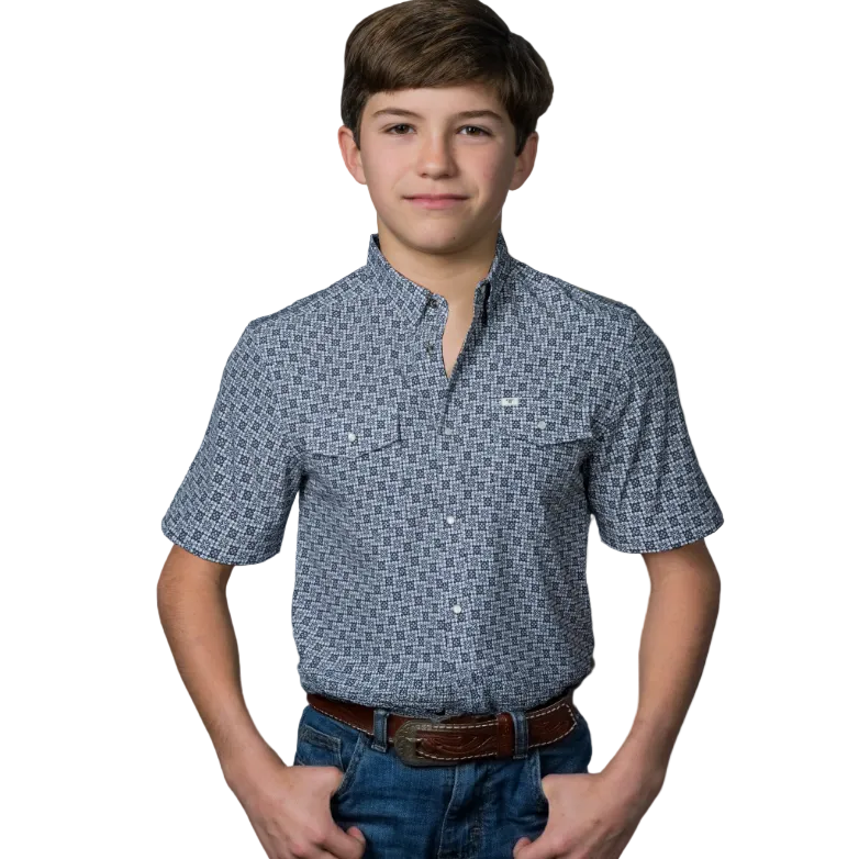Ferrell Brand Boy's Colton Short Sleeve Shirt - Blue