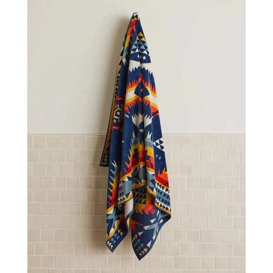 Oversized Jacquard  Nehalem Spa Towel -  Navy