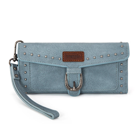 Wrangler Western Trifold Wallet/Wristlet with Detachable Credit Card Holder- Multiple Colors