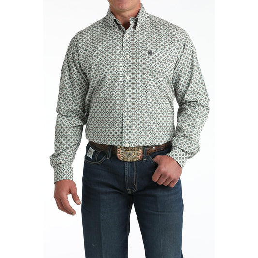 Cinch Men's Long Sleeve Geometric Pattern Western Shirt- Cream - Irvine Tack & Western Wear