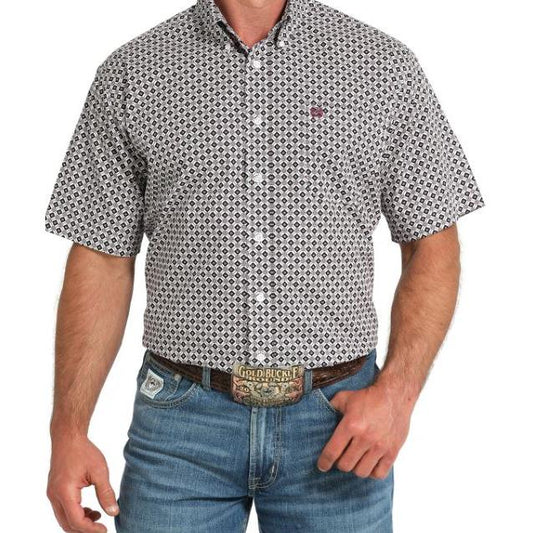 Cinch Men's Short Sleeve Print Shirt-White