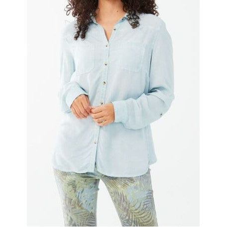 FDJ Women's Long Sleeve Roll Tab Shirt- Peri Blue