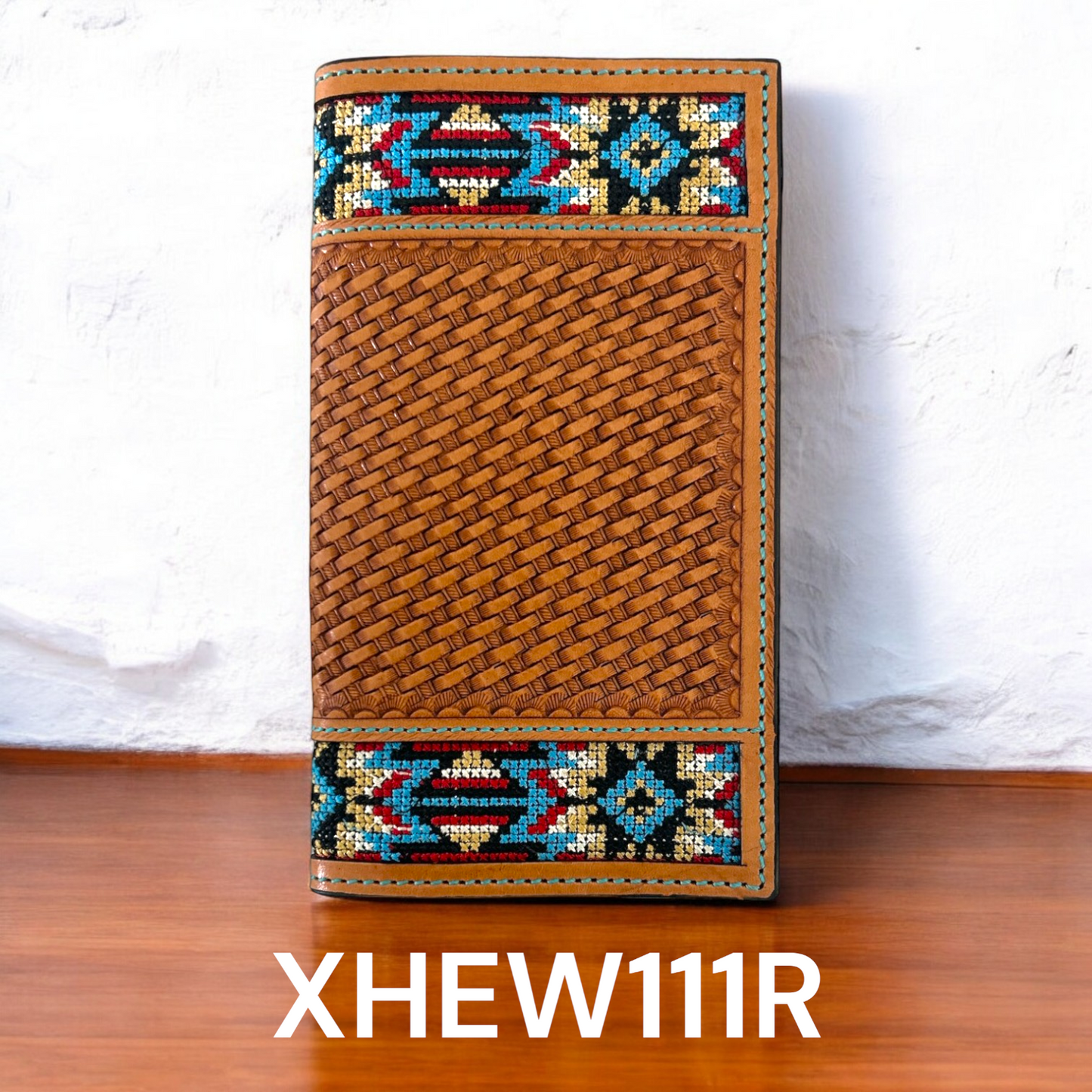 Western Fashion Rodeo Basket Weave Embroidered Wallet