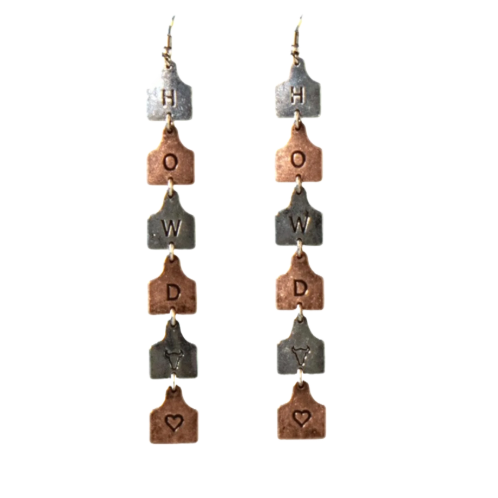 Silver Strike Howdy Linked Ear Tag Earrings- Multi - Irvine Tack & Western Wear