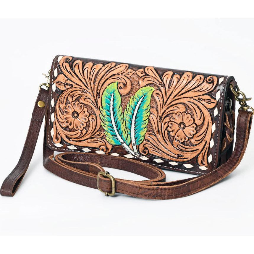 American Darling Genuine Western Leather Bag- Double Feathers