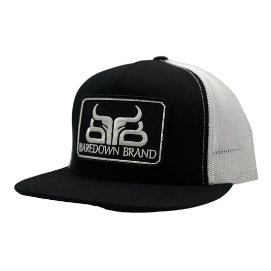 Baredown Brand High Noon Flat Cap -Black/White
