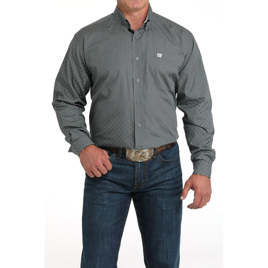 Cinch Mens Long Sleeve Western Shirt-Grey