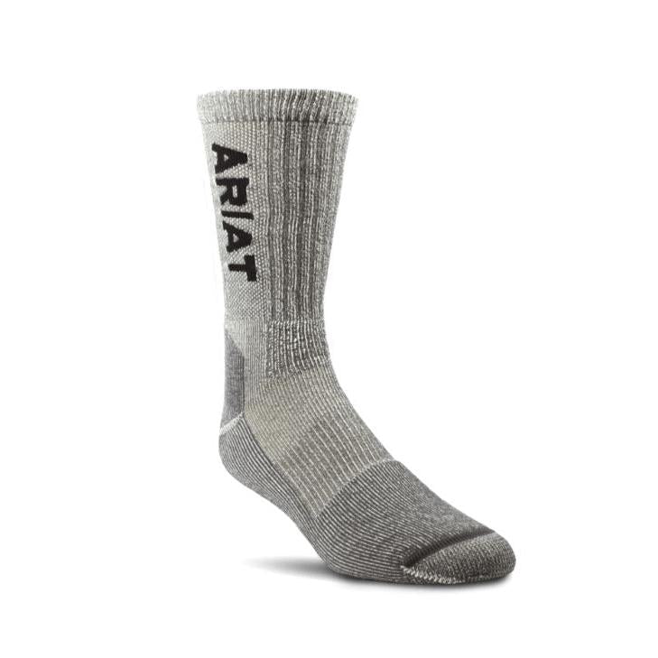 Ariat Light Weight Merino Wool Blend Steel Toe Crew Socks - Grey