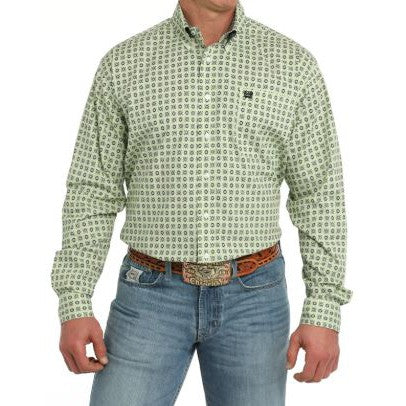 Cinch Men's Long Sleeve Print Shirt-Lime