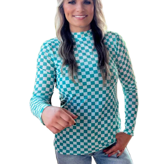 Dolphin Darlings Mesh Top- Turquoise