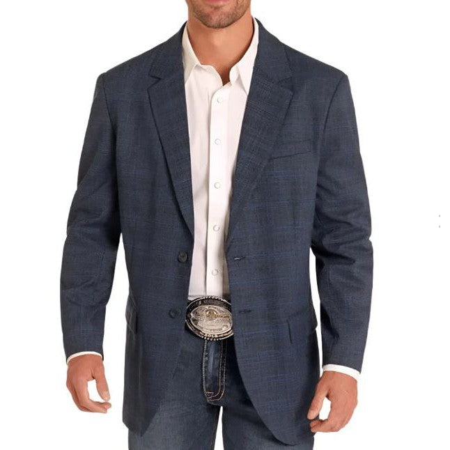 Rock & Roll Men's Plaid Sport Coat- Indigo