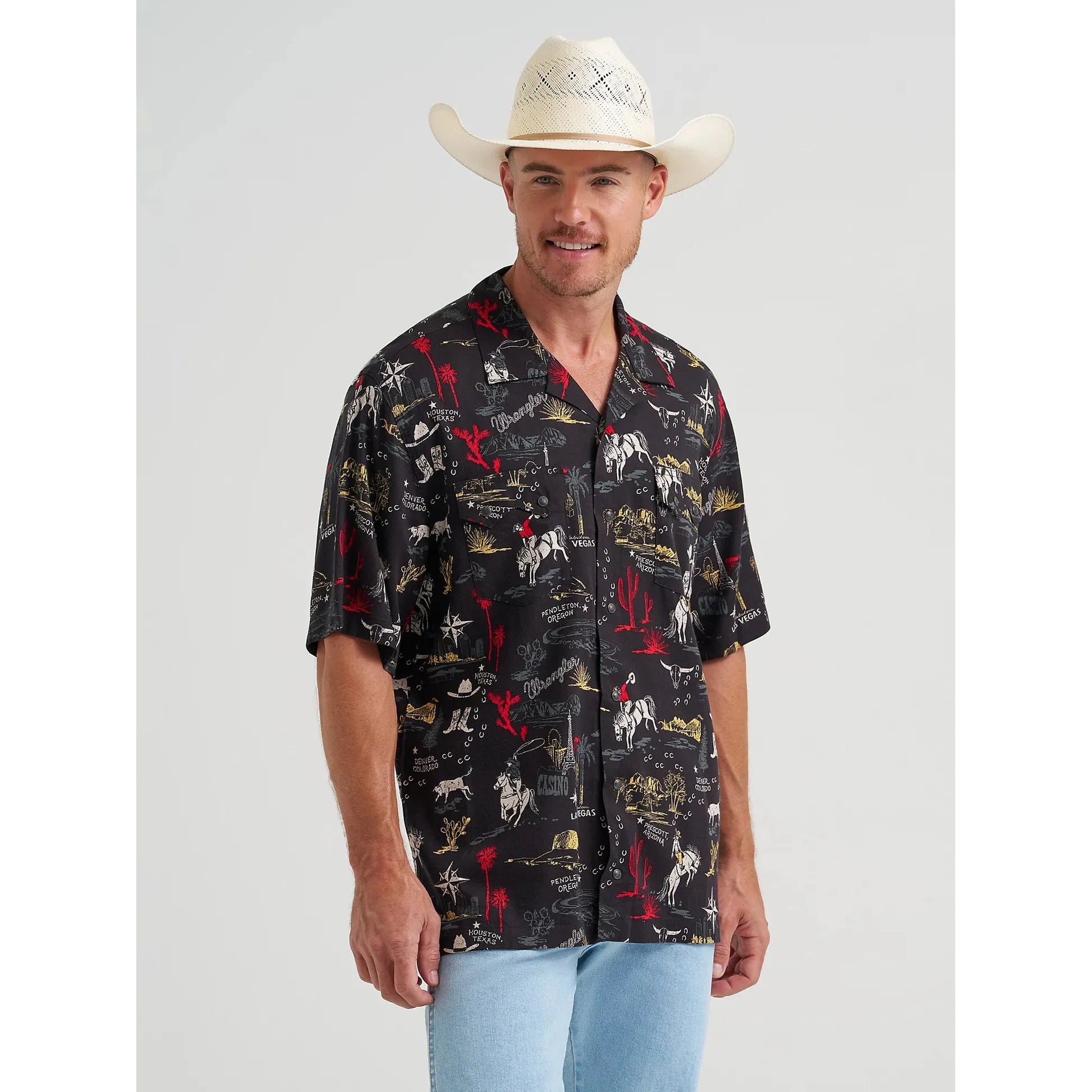 Wrangler Men's Coconut Cowboy Short Sleeve Shirt- Black Stallion - Irvine Tack & Western Wear