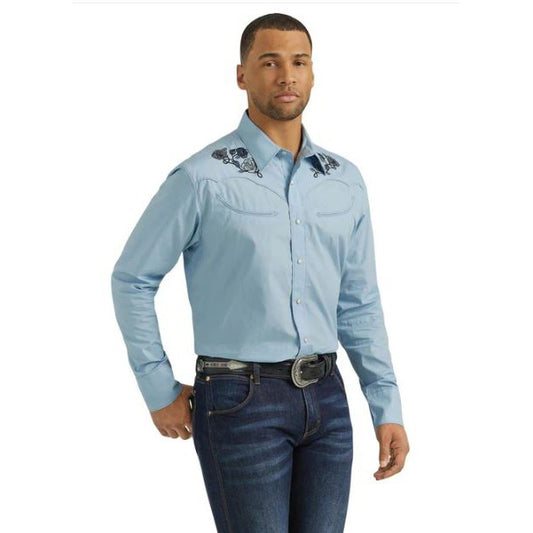 Wrangler Men's Rodeo Ben Snap Shirt - Blue