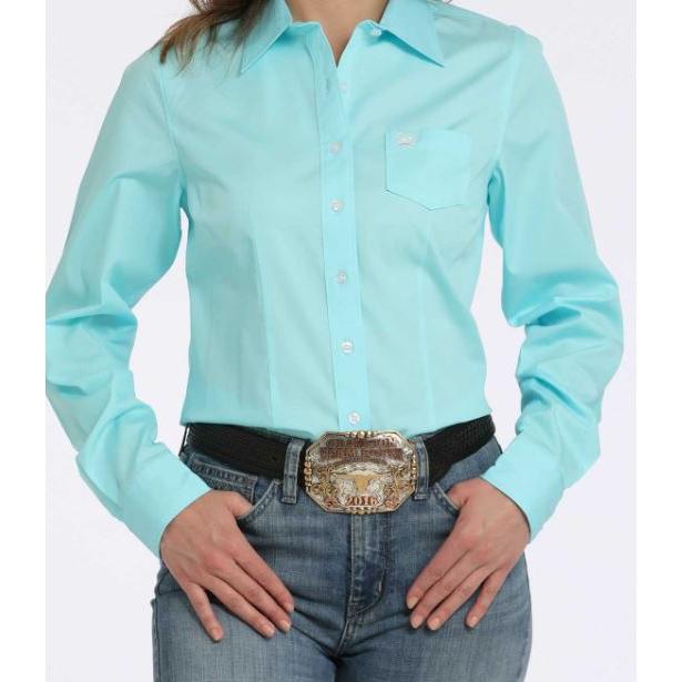 Cinch Women's Long Sleeve Shirt- Turquoise
