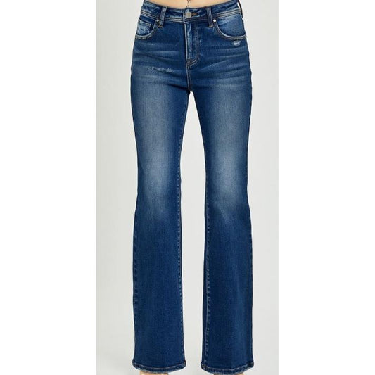 Risen Women's High Rise Boot Cut Jean- Dark Wash
