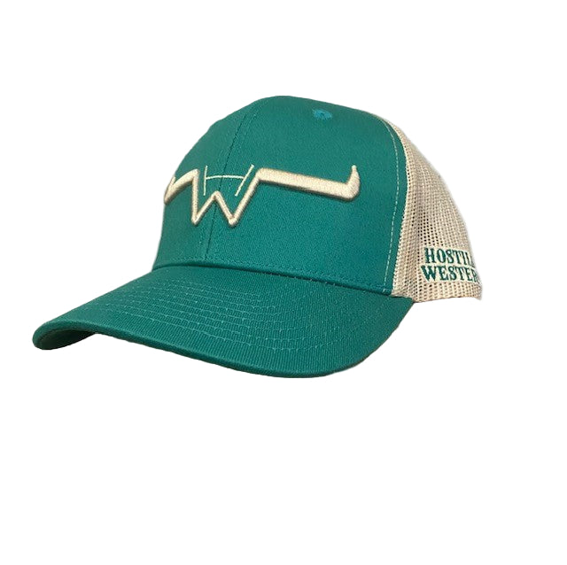 Hostile Western Curved Bill Snapback Cap - Aqua/Beige
