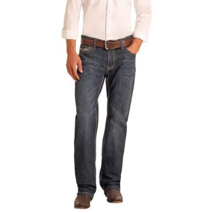 Rock & Roll Men's Double Barrel Relaxed Straight Jean-Dark Wash