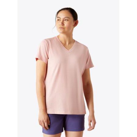Womens Rebar Cotton Strong V-Neck Short Sleeve Tee Shirt- Bel Air Heather