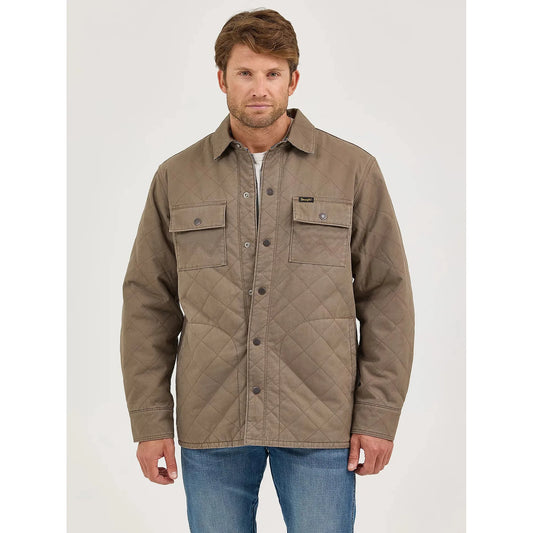 Wrangler Men's Reversible Quilted Shirt Jacket- Chocolate Chip