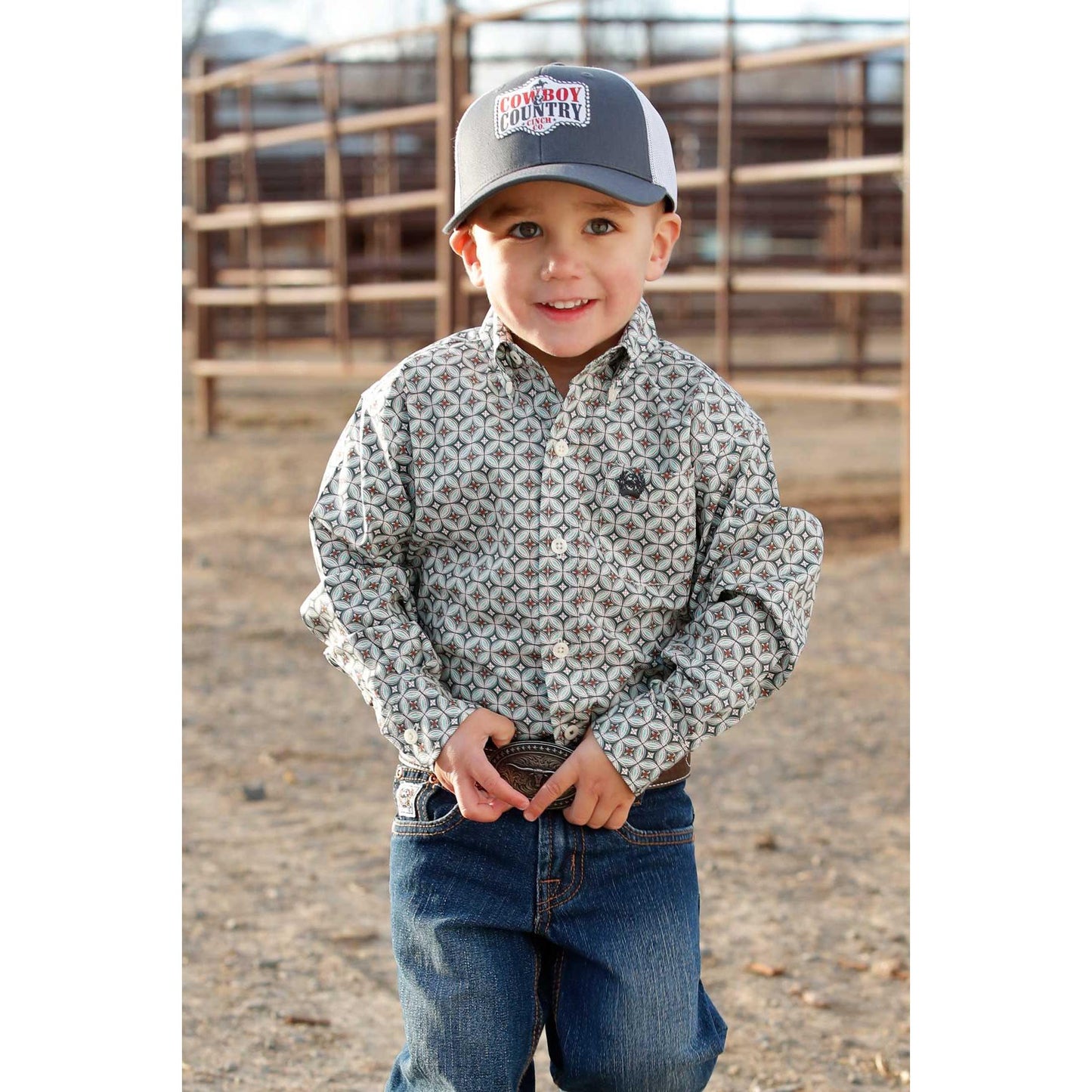 Cinch Boy's  Long Sleeve Shirt - Cream