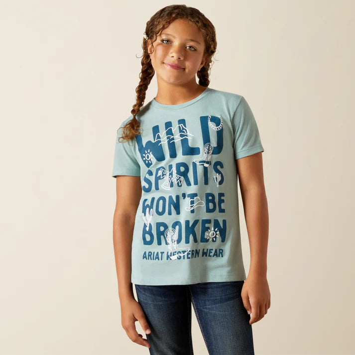 Ariat Girl's Wild Spirits Graphic Tee Shirt- River Green