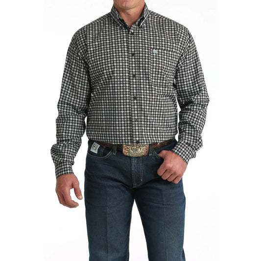 Cinch Mens Long Sleeve Western Geometric Print Shirt- Brown
