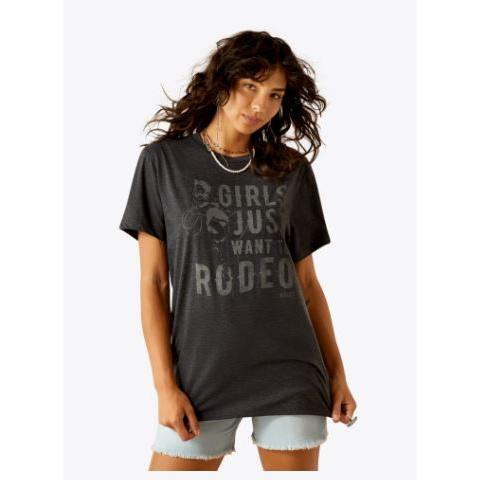 Ariat Girl's Short Sleeve Rodeo Girls Tee Shirt- Charcoal Heather