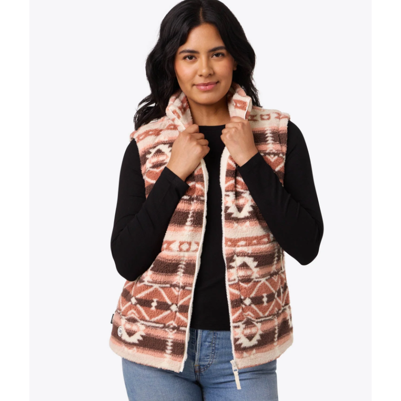 Fieldsheer Women's Upland Long Printed Vest- Clay Aztec