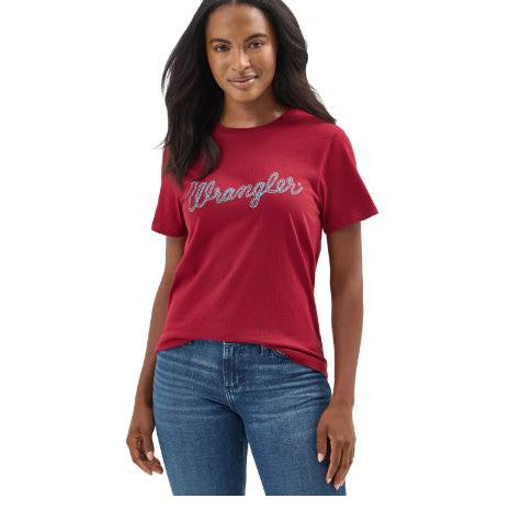 Wrangler Women's Year Round Logo Biking Graphic Tee Shirt- Red