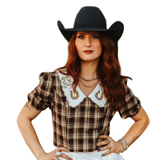 Lucky & Blessed Women's Short Sleeve Shirt - Brown