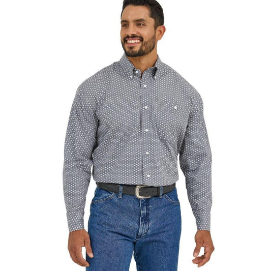 Wrangler Men's Long Sleeve Bucking Cancer Shirt- Grey