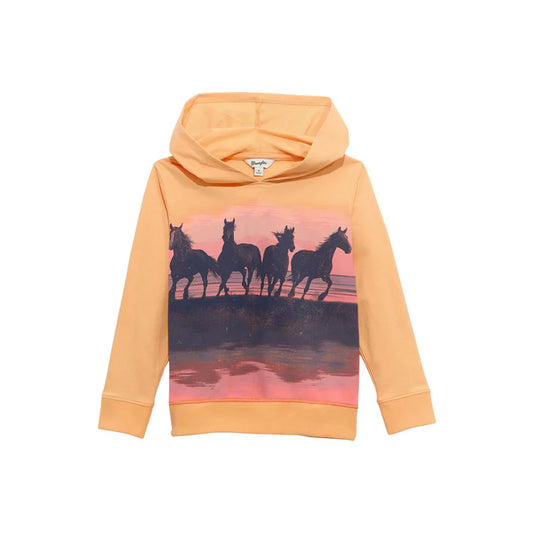 Wrangler Girl's Long Sleeve Horse Graphic Hoodie - Orange