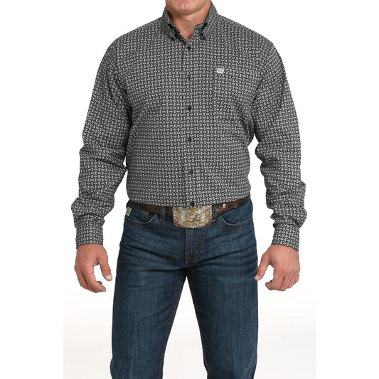 Cinch Men's Long Sleeve Western Print Shirt- Black
