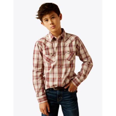 Ariat Boy's Hendricks Retro Long Sleeve Shirt- Off White