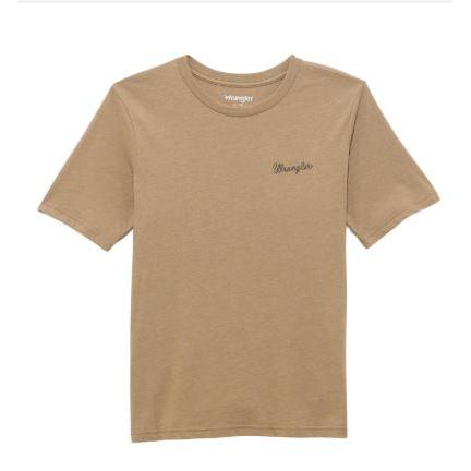 Wrangler Boy's Short Sleeve Cactus Tee Shirt- Roasted Cashew Heather