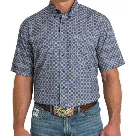 Cinch Men's Arenaflex Short Sleeve Print Shirt-Royal Blue