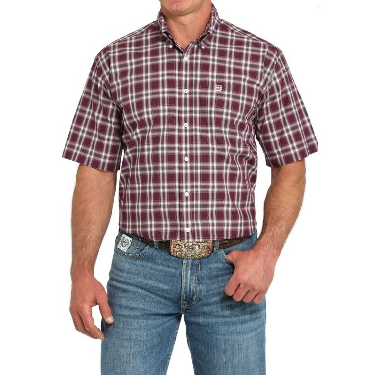 Cinch Men's Short Sleeve Print Shirt-Purple