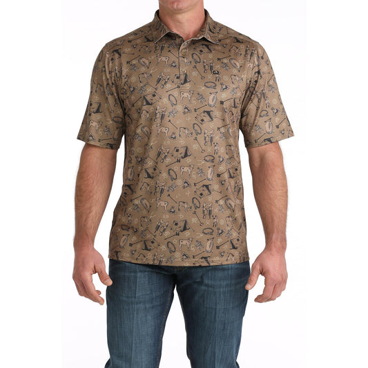 Cinch Men's Short Sleeve Arenaflex Polo- Brown
