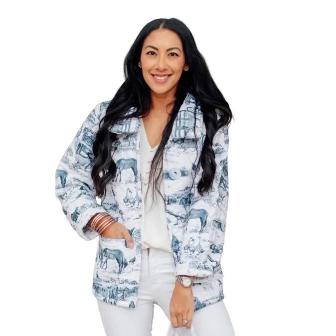 Ida Mae Women's Aledo Toile Quilted Jacket - Navy